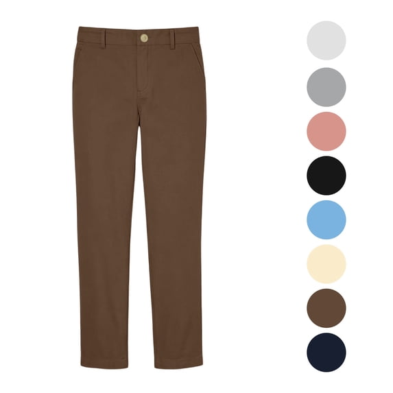 Rvasteizo Boys School Uniform Chino Pants Elastic Waist Straight Leg Fall Winter Solid Kids Trousers 14 Years
