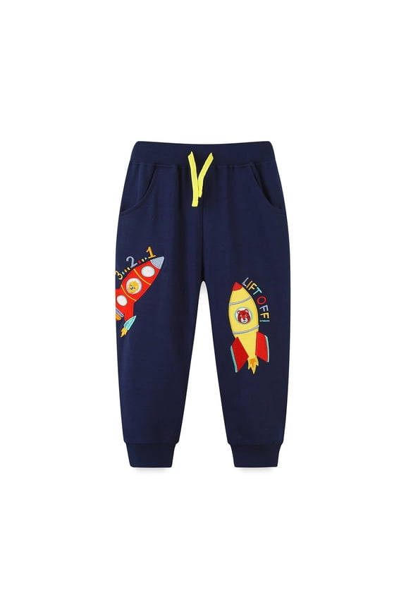 Boys Sweatpants Airplane Print Loose Kids Long Pants for 2-10 Years