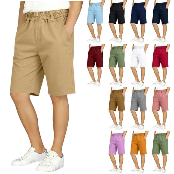 Rvasteizo Boys Uniform Shorts Solid Summer Elastic Waist 3 to 16 Years
