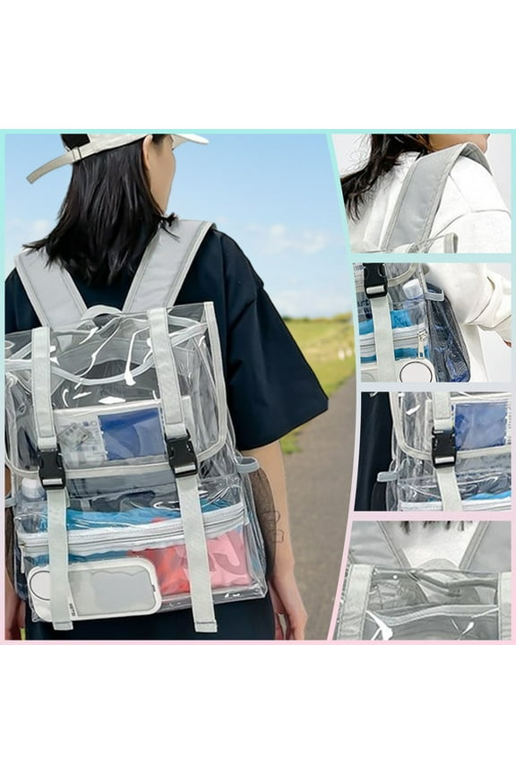 Christmas Clearance 2024! Rvasteizo Clear Backpack With Reinforced Straps & Front Accessory Pocket - Perfect For School, Security, & Sporting Events