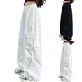 thumbnail image 1 of Rvasteizo Fall Winter Girls Cargo Pants Solid Elastic Waist Loose Cut Casual Kids Trousers 5 Years, 1 of 5