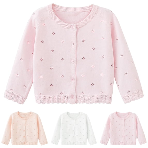 Rvasteizo Toddler Girl Cardigan Thin Knit Button Long Sleeve Light Outwear for Girl 6Months to 5Years