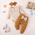 thumbnail image 1 of Rvasteizo Toddler Girl Outfits Ribbed Long Sleeve Romper and Heart Print Pants Set, 1 of 5