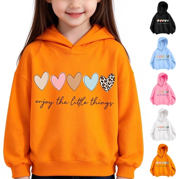 Rvasteizo Fall Winter Girls Loose Outerwear Hooded Long Sleeve Print Hoodie,3T