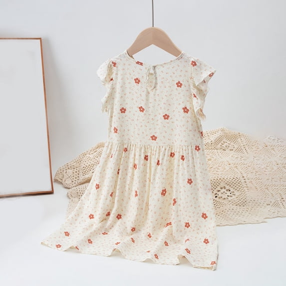 Rvasteizo Toddler Summer Dresses Print Flounce Sleeve Cute Light Material Summer Outfit