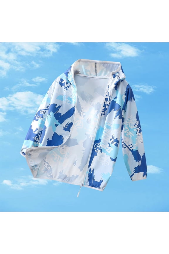 Girls Classic Jacket Ice Feel Zip Hooded Lightweight Sun Protection Outerwear for 3-16Years