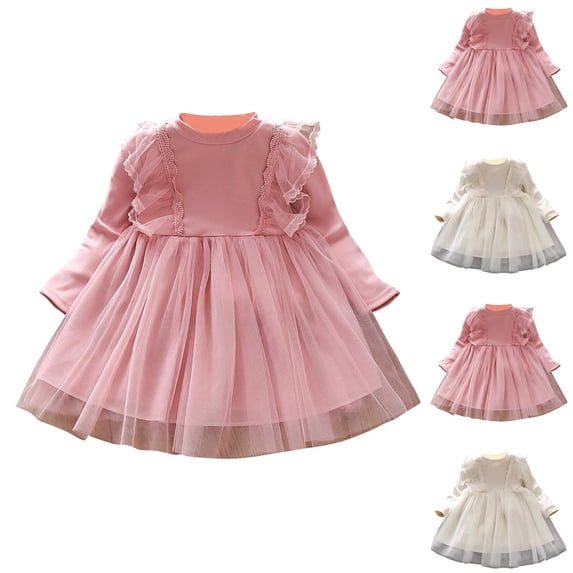 Rvasteizo Girls Crew Neck Long Sleeve Dress Layered Party Wear