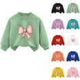 thumbnail image 1 of Rvasteizo Girls Sweatshirt Print Bow Crew Neck Long Sleeve Loose Knit Pullover for Girls 3 to 10Years Fall Wear, 1 of 4