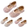 thumbnail image 1 of Rvasteizo Girls Dress Shoes Crystal Pearl Flat Sole Princess Casual Footwear for 3-13Years Big Kids, 1 of 5