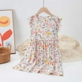 thumbnail image 1 of Rvasteizo Girls Dresses Print Sleeveless Flounce Sleeve Dress Floral Casual Style for Girls Summer Daily Wear, 1 of 4