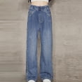 thumbnail image 1 of Rvasteizo Girls Jeans Solid Big Storage Pockets Wide Leg Elastic Waist Summer Soft Denim Full Length Outer Pant for 5 to 15 Years, 1 of 4
