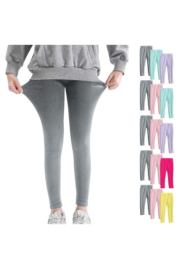 Girls Leggings 3 Pack Breathable Solid Loose Build Kids Long Pants for 2-13 Years