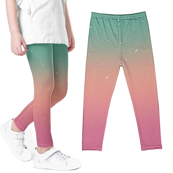 Rvasteizo Girls Leggings Gradient Layout Thin Breathable Daily Outer Kids Long Pants for 3-9 Years