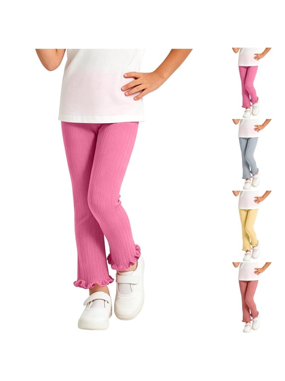 Toddler Girls Solid Color Ankle Pants Fall Winter Ruffle Hem 2-13Y,4T