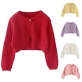thumbnail image 1 of Rvasteizo Girls Cardigan Button Hollow Out Long Sleeve Shawl Knit Air Conditioning Outwear for Toddler Girl 1-13Years, 1 of 5