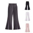 thumbnail image 1 of Rvasteizo Girls Leggings Solid High Waist Hip Lift Flare Elastic Waist Loose Yoga Full Length Casual Outer Wear for 3 to 15 Years, 1 of 4
