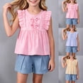 thumbnail image 1 of Rvasteizo Toddler Outfits Girl Bow Sleeveless Top Elastic Waist Shorts 0-6Years, 1 of 5
