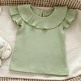thumbnail image 1 of Rvasteizo Girls Ribbed Tops Ruffle Sleever Solid Breathable Summer Shirts for 6M-4Y Toddler,Green,3Y, 1 of 3