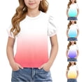 thumbnail image 1 of Rvasteizo Summer Shirts for Girls Print Crew Neck Short Sleeve Flared Puff Sleeve Breathable Cotton Tee for Girls 4 to 15 Years Fashion Wear, 1 of 5