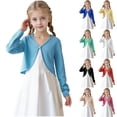 thumbnail image 1 of Rvasteizo Girls Solid Long Sleeve Open Front Cardigan Kids Outer Layer Daily Top, 1 of 5