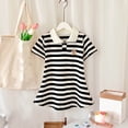 thumbnail image 1 of Rvasteizo Girls Dress Short Sleeve Lapel Striped Dress Casual Sleep Wear for Girls Aged 2-10Years, 1 of 4