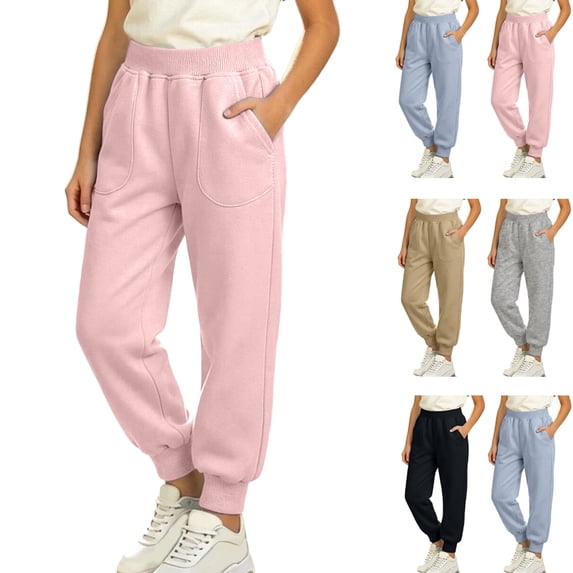 Rvasteizo Girls Sweatpants Comfy Elastic Waist Cotton Fall Winter Casual Toddler 1-11Y Sports Pants 2 Years
