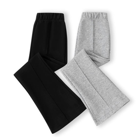 Rvasteizo Girls Sweatpants Solid Cotton Flare Wide Leg Stretch Elastic Waist Straight Full Length Casual Loungewear for 4 to 14 Years