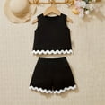 thumbnail image 1 of Rvasteizo Toddler Girl Summer Outfits Solid Wavy Sleeveless Round Neck Top Shorts 1-10 Years, 1 of 4