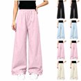 thumbnail image 1 of Rvasteizo Girls Wide Leg Sweatpants Ruffled Hem High Waist Casual Kids Long Pants 5-15Y 13 Years, 1 of 5
