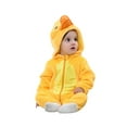 thumbnail image 1 of Rvasteizo Girls Romper Print Long Sleeve Open Front Hooded Flannel Bodysuit Aged 0-12 Months, 1 of 2