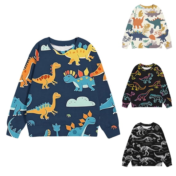 Rvasteizo Kids Boys Girls Sweatshirt Print Crew Neck Long Sleeve Pullover Top for Boys Girls 1-12Years