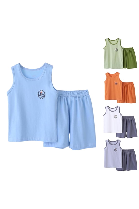 Outfits for Girls Solid Sleeveless Round Neck Top Shorts Cloud Feel Breathable Wear 5-15 Years