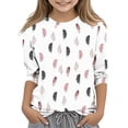 thumbnail image 1 of Rvasteizo Fall Winter Girls Base Layer Tops Crewneck Print 3/4 Sleeve Pullover ,5 T, 1 of 3