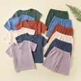thumbnail image 1 of Rvasteizo Toddler Outfits Solid Button Round Neck Short Sleeve Top Shorts Set for 18 Months to 4 Years, 1 of 4