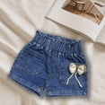 thumbnail image 1 of Rvasteizo Kids Jean Shorts Solid Summer Soft Light Denim Elastic Waist Loose Relaxed Daily Loungewear for 1 to 8 Years, 1 of 4