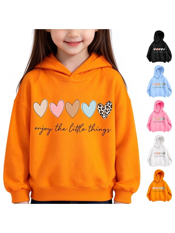 Fall Winter Girls Loose Outerwear Hooded Long Sleeve Print Hoodie ,4T
