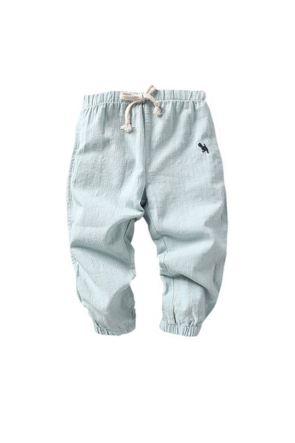Kids Mini Print Cuffed Long Pants Drawstring Waist Loose Styling Outdoor Wear