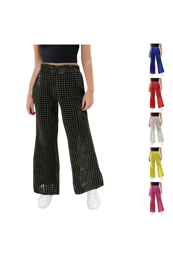 Kids Pants Solid Boys Girls Flare Pants Elastic Waist Performance 3-16 Years