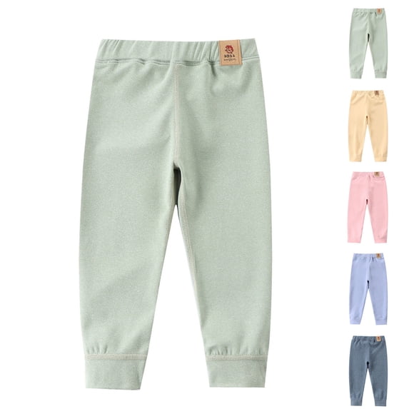 Rvasteizo Kids Leggings Solid Elastic Waist Warm Thermal Loose Base Full Length Sleep Loungewear for Boys Girls