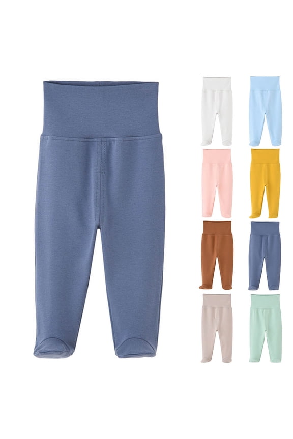 Kids Solid Footed Pants Soft Breathable Casual Daily Wear for Infants