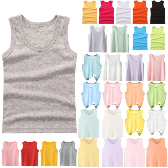 Rvasteizo Boys Girls Tank Tops Solid Crew Neck Sleeveless Loose 3 to 16 Years