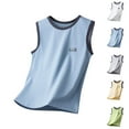 thumbnail image 1 of Rvasteizo Boys Tank Tops Solid Crew Neck Sleeveless Wide Shoulder Breathable Cotton Teen for Boys Girls 2 to 17 Years Daily Wear, 1 of 5