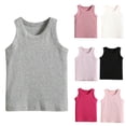 thumbnail image 1 of Rvasteizo Kids Tank Tops Solid Crew Neck Sleeveless Ribbed Thin Cotton Breathable Layering Tank for All Season for Boys Girls Daily Wear, 1 of 5