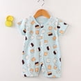 thumbnail image 1 of Rvasteizo Little Girl Romper Solid Short Sleeve Soft Cotton for Infant Summer Wear, 1 of 4