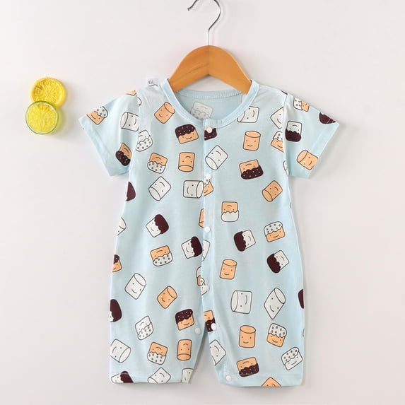 Rvasteizo Little Girl Romper Solid Short Sleeve Soft Cotton for Infant Summer Wear