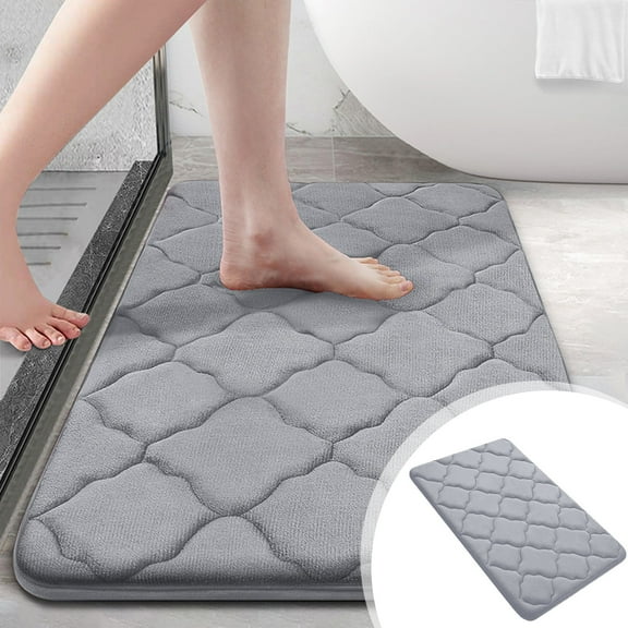 Rvasteizo Memory Foam Bath Mat Bathroom Rugs Ultra Soft Non Slip And Absorbent Machine Wash Dry Comfortable Thick Bath Rugs Carpet For Tub And Shower, 40x60cm, Gray