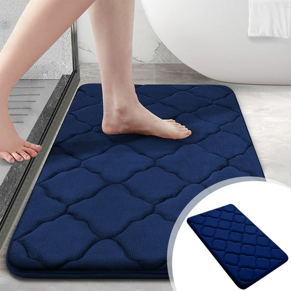 Rvasteizo Memory Foam Bath Mat Bathroom Rugs Ultra Soft Non Slip And Absorbent Machine Wash Dry Comfortable Thick Bath Rugs Carpet For Tub And Shower, 40x60cm, Navy