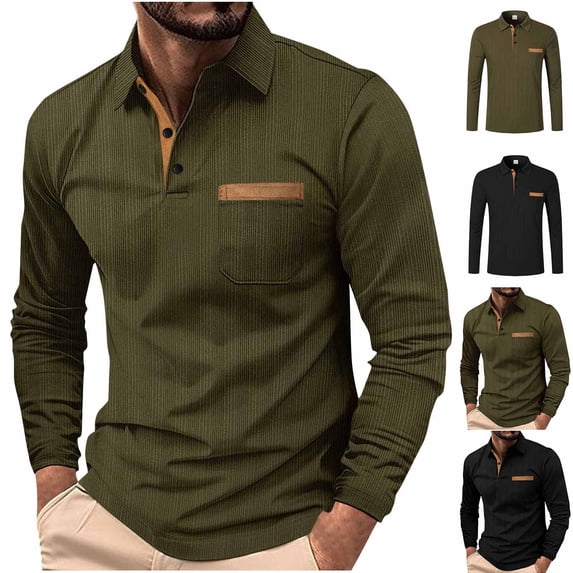 Rvasteizo Mens Collared Shirts Solid Casual Long Sleeve Collared Button Up Pocket Breathable Gym Top L
