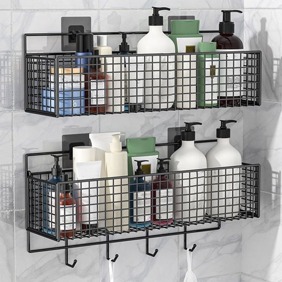 Rvasteizo Metal Basket Wall Basket For Storage Sundries Basket Kitchen Seasoning Rack Shower Toiletries Basket Kitchen Accessories Sundries Basket