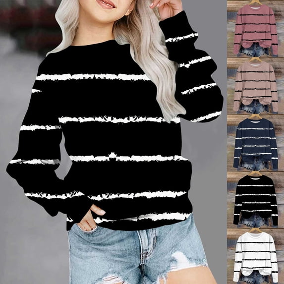 Rvasteizo Shirts for Girls Crew Neck Daily Printed Long Sleeve Sweatshirt Top for Girls 1-12Years